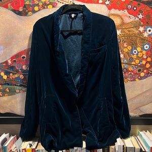 Free People Velvet Jacket in Deep Blue